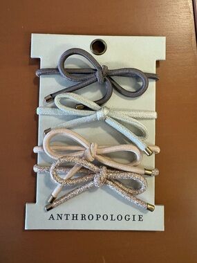 Anthropologie Neutral Toned Bow Hair Tie Set